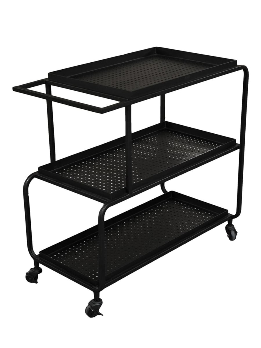Black frame cart with wheels