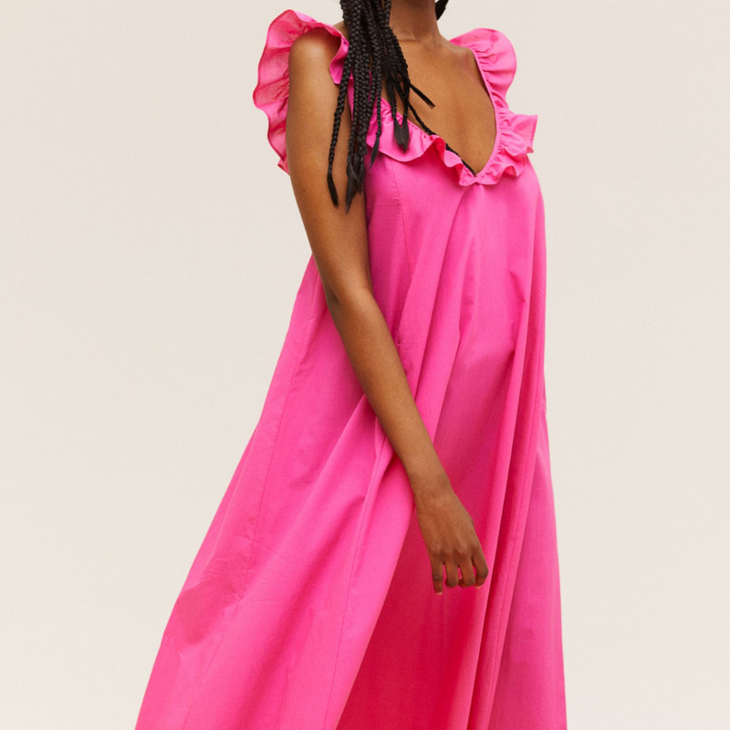 H&M pink ruffle dress