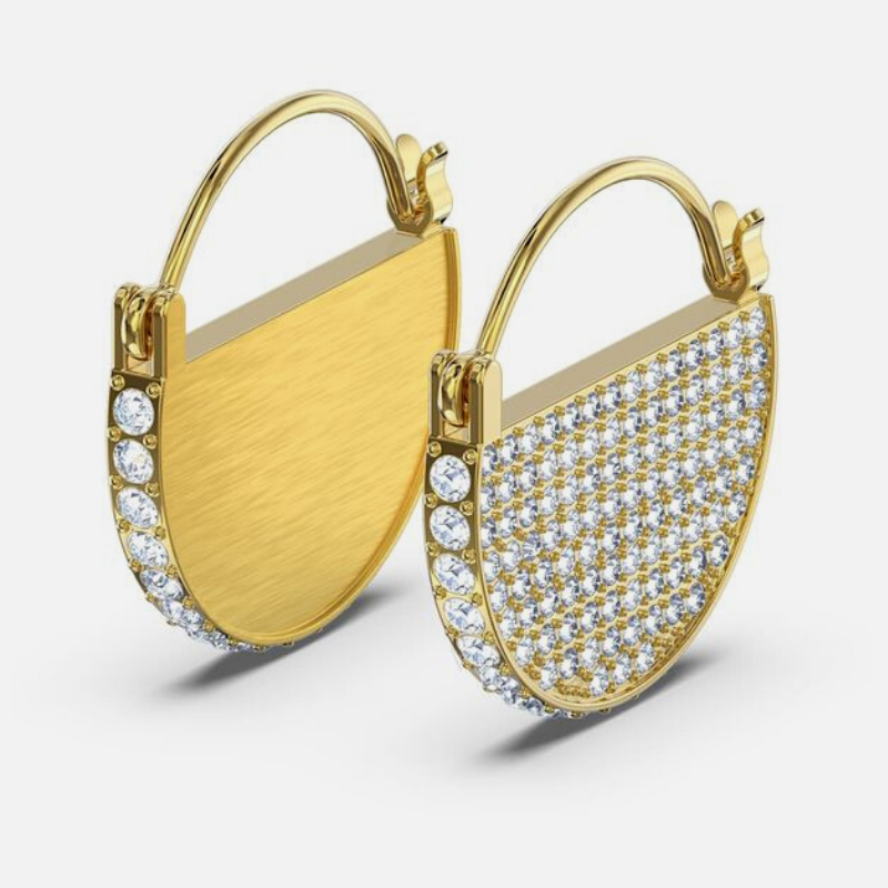 Swarovski gold hoop earrings with crystal pavé