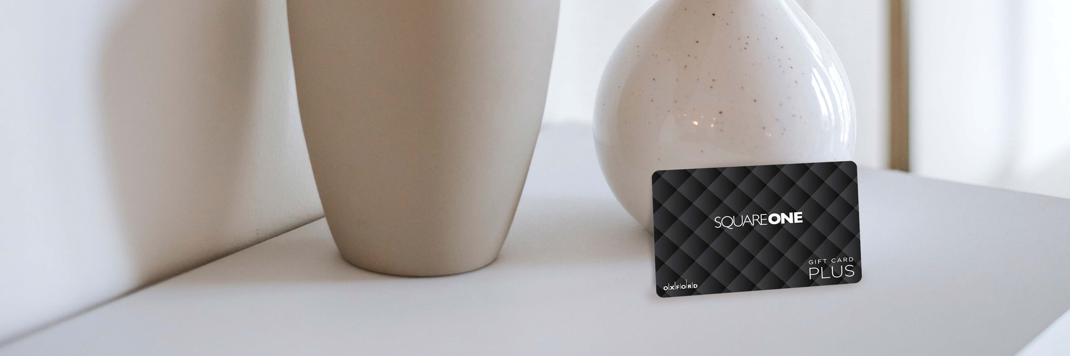 Square One gift card on a table.